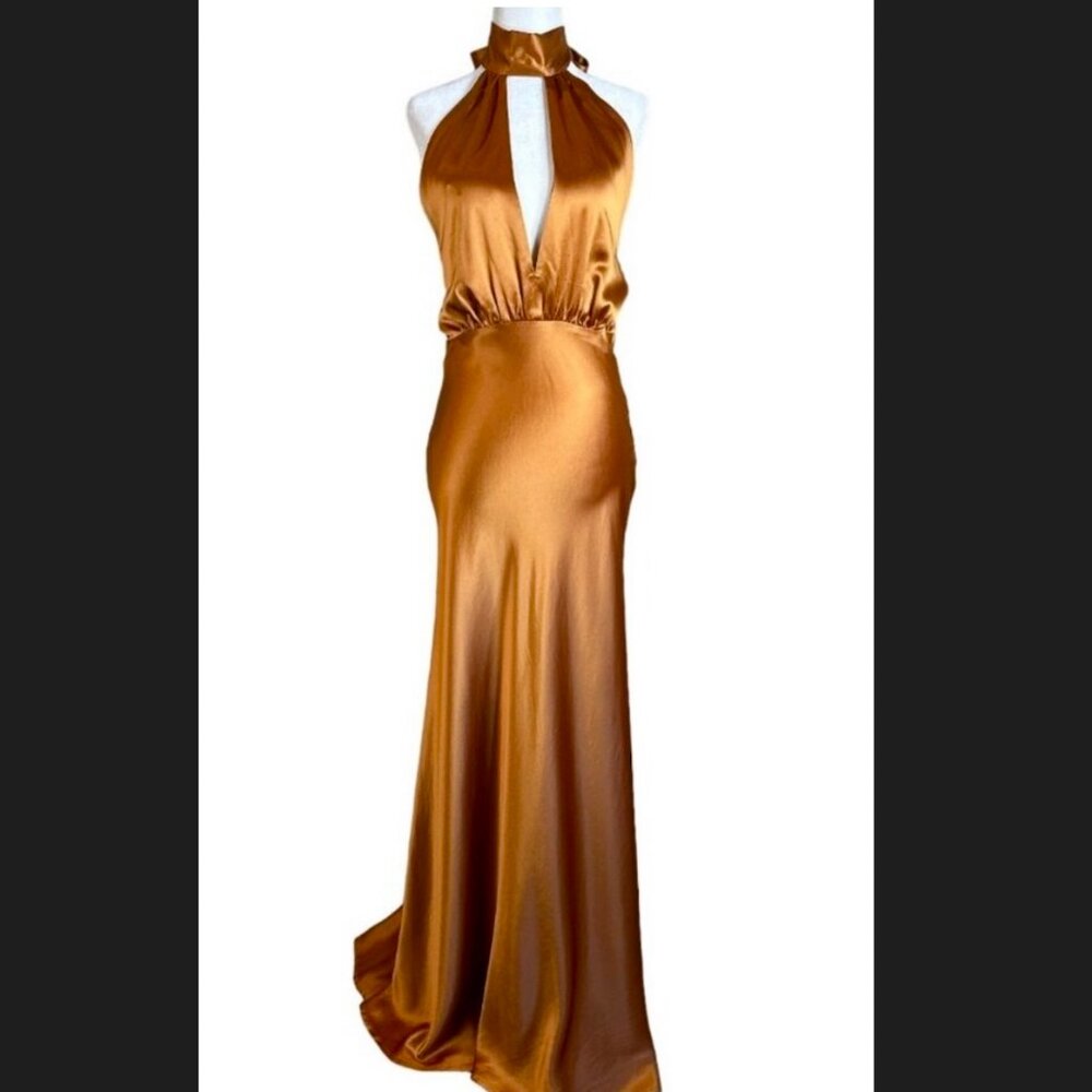 NWOT Something Navy Halter Cut-Out Maxi Dress